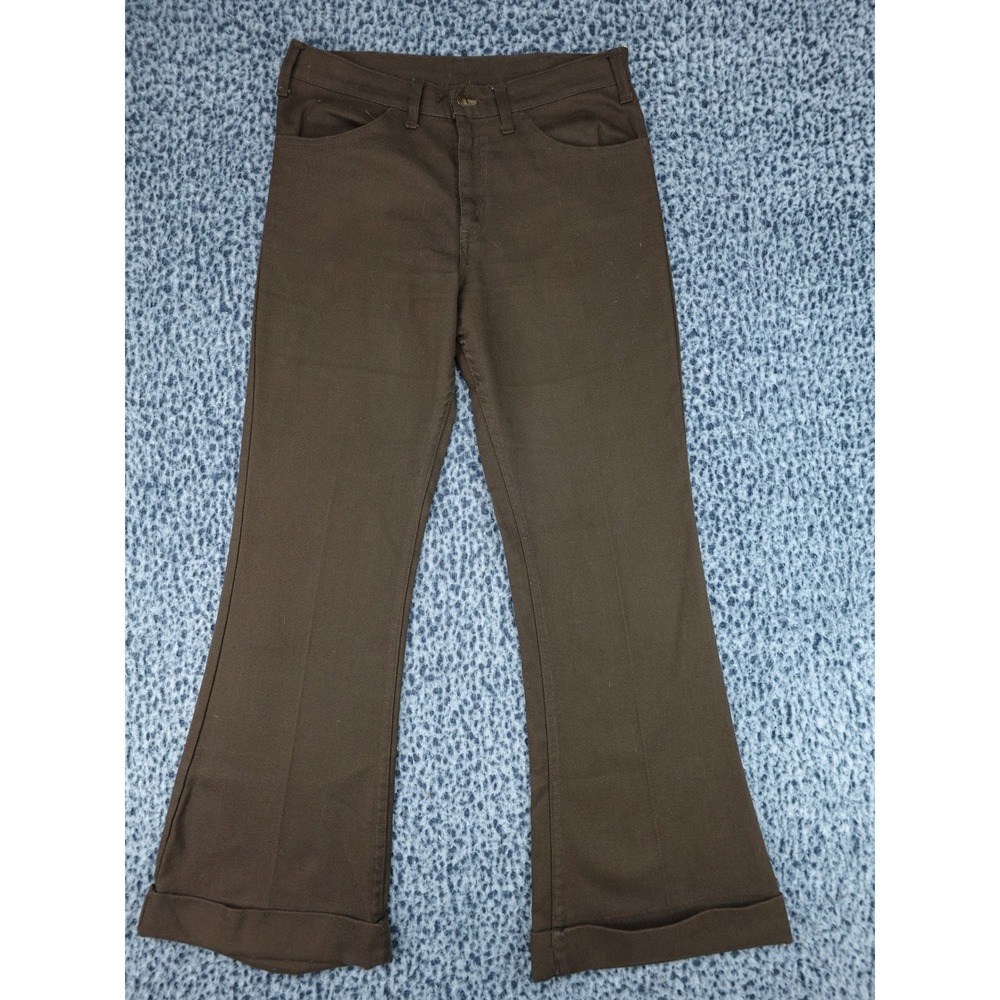Levi's Sta-Prest Trousers Mens 30 Brown Vintage Flared Cuffed‎ Pants